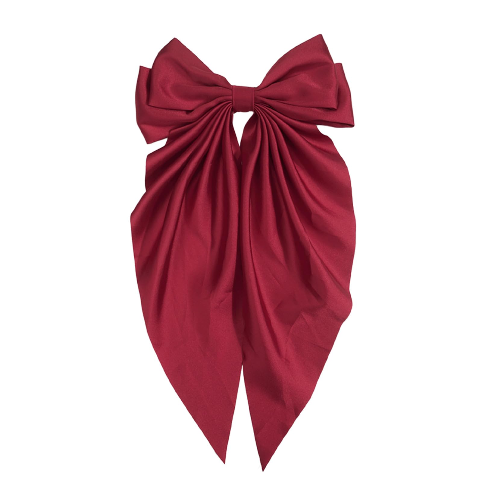 Ling & Bai Women Girls Hair Bows Large Hair Bow Clips Teens 7 Inch Big Satin Clip Barrettes Accessories (Wine Red)