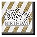 Creative Converting Black and Gold Happy Birthday Paper Lunch Napkins, 6.5”, 16 Count