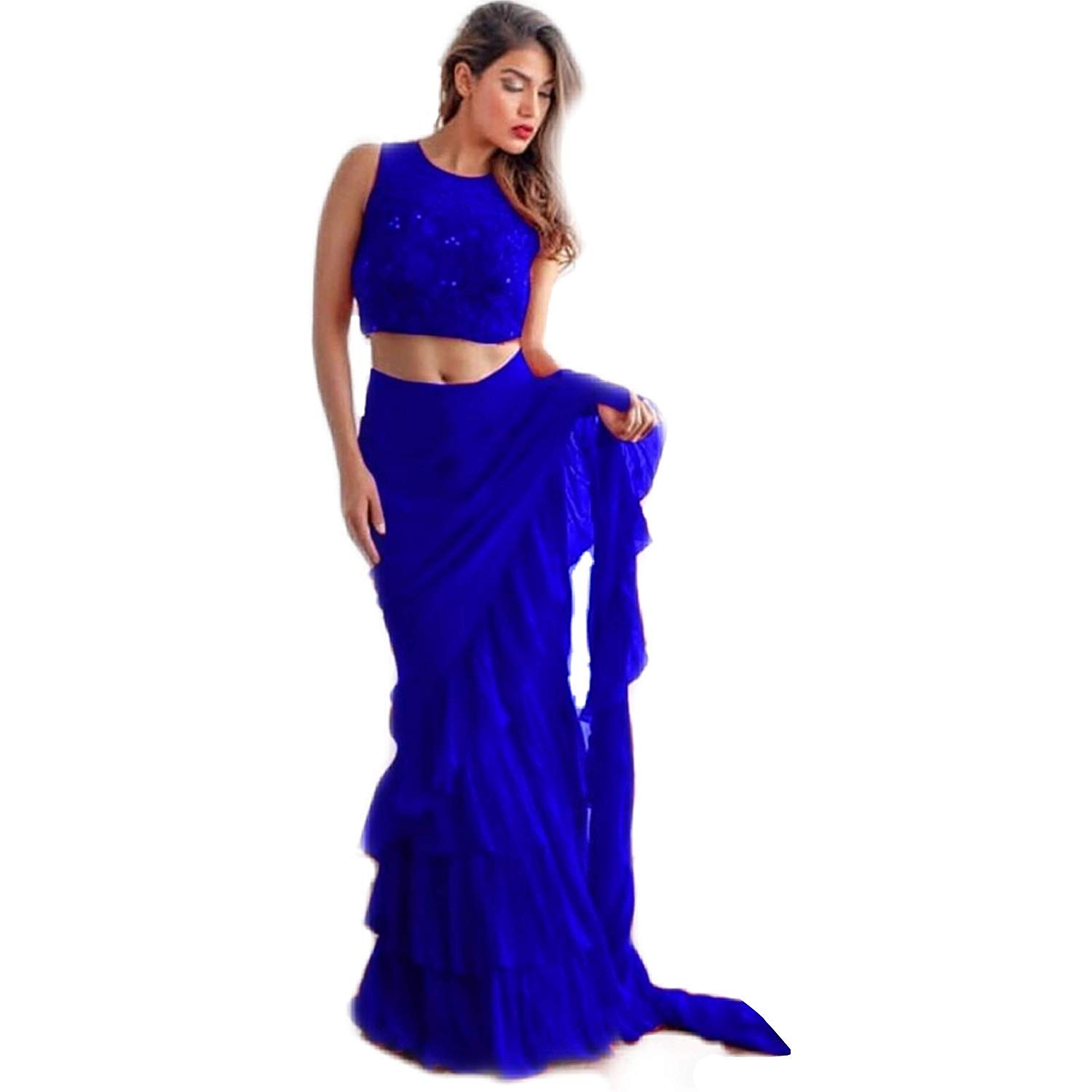 vinayak textile women's georgette saree with blouse piece material