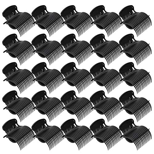 DaveandAthena 24 Pieces Hot Roller Clips Curler Claw Clips Replacement Roller Clips for Women Girls Hair Section Styling (Black)