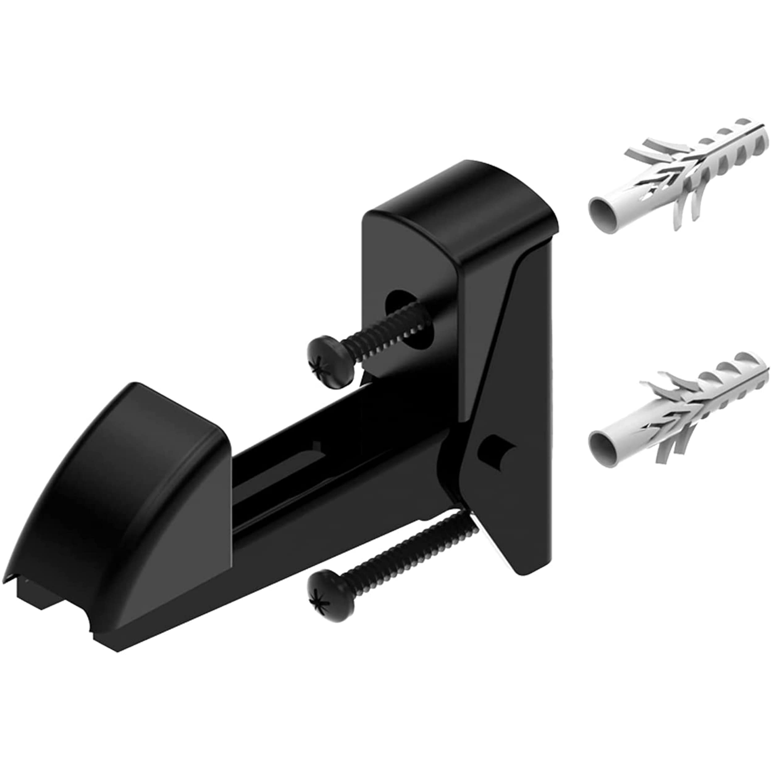 Automatic Shutter Stop - Door and gate - with Screws and dowels - Stop Closure for Safety Locking of The Shutter - Maximum Thickness 50 mm - Material Aluminium Colour Black