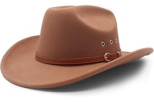 LIDHAY Cowboy Hat for Women and Men Felt Wide Brim Classic Outdoor Fedora Hats Western Cowboy Cowgirl Hats with Belt Buckle