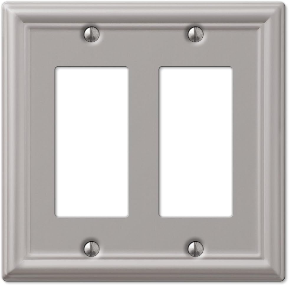AmerTac 149RRBN Chelsea Steel Double Rocker-GFCI Wallplate, Brushed Nickel