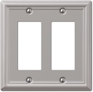 AmerTac 149RRBN Chelsea Steel Double Rocker-GFCI Wallplate, Brushed Nickel