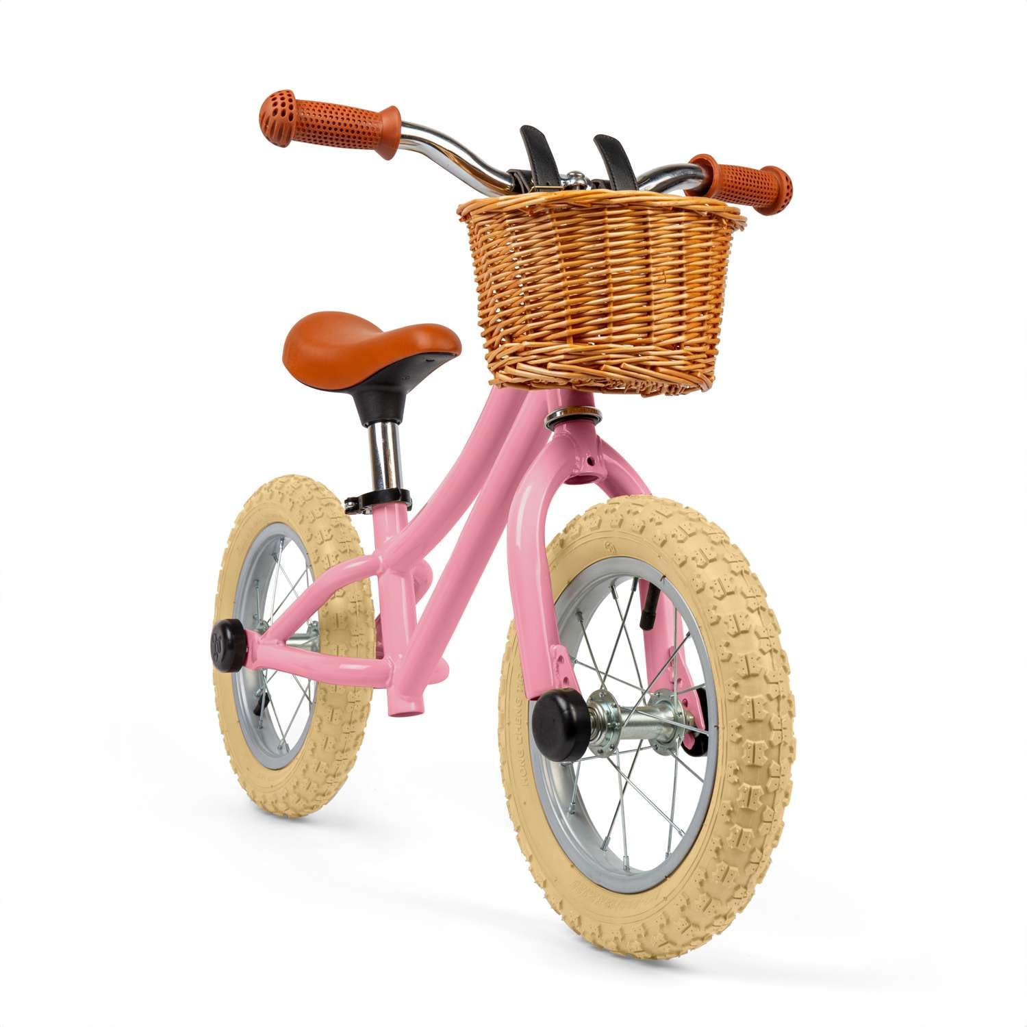 Bigjigs Toys Pink Balance Bike With Basket - Pedal Free Toddler Bikes, Training Bicycles, Learn To Cycle, Fun Outdoor Activity, Gifts For Children, Age 3 Years Old +
