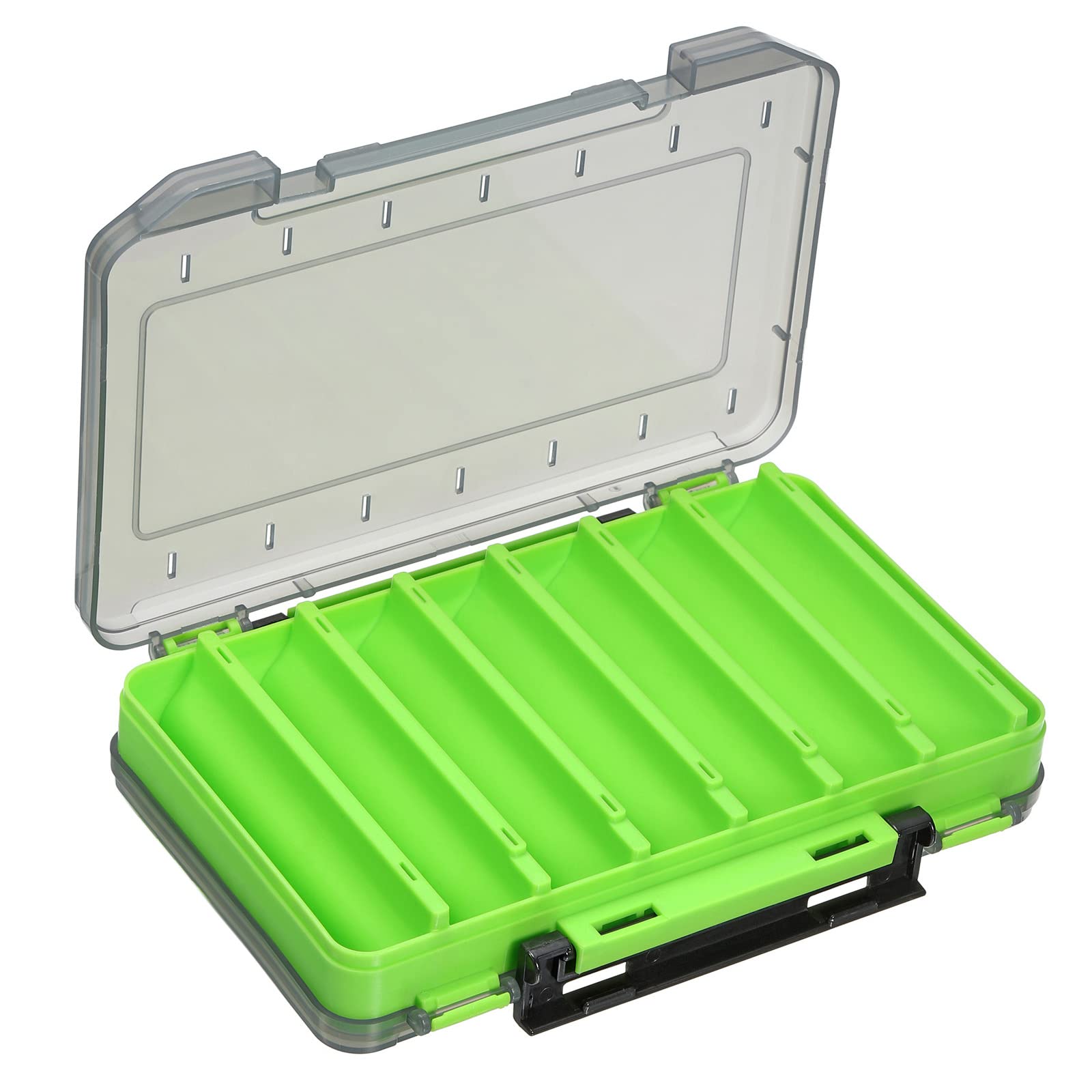 PATIKIL Two-Sided Plastic Box Fishing Lure Storage Container 14 Grids Fish Tackle Organizer, Green