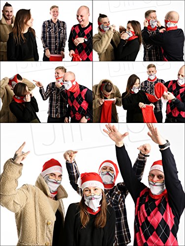 Christmas Santa Tubular Half Face Mask Neck Warmer Unisex Costume Headwear Gift Set - Thumbnail 2