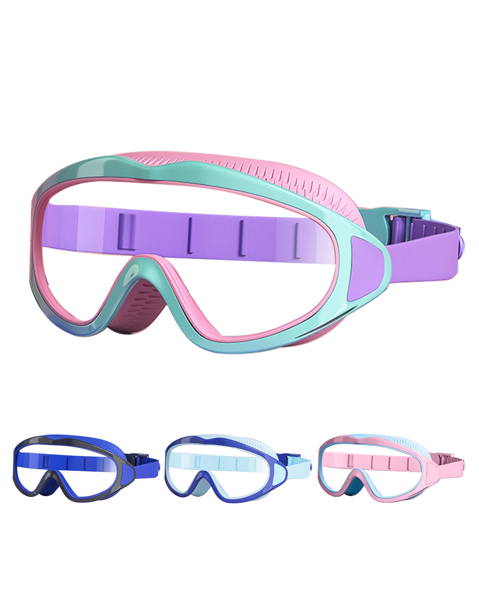 BeLikeFish Kids Swimming Goggles - Swimming Goggles Kids Boys Girls Children 4-12 Years Anti Fog Large Lens