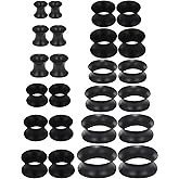 Pexveiuu 10G-20mm Thin Silicone Ear Gauges Tunnels Stretching Kit Rubber Flesh Ear Plugs Gauges Double Flared Flexible Tunnel Earrings Gauge Kit for Women Men