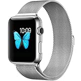 Apple Watch Band, 42mm Milanese Loop Mesh Smooth Stainless Steel Strap Freely Fully Magnetic Closure Clasp Metal Strap Wrist Band Replacement Bracelet for Iwatch & Sport & Edition Silver 42mm