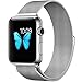 Apple Watch Band, 42mm Milanese Loop Mesh Smooth Stainless Steel Strap Freely Fully Magnetic Closure Clasp Metal Strap Wrist Band Replacement Bracelet for Iwatch & Sport & Edition Silver 42mm