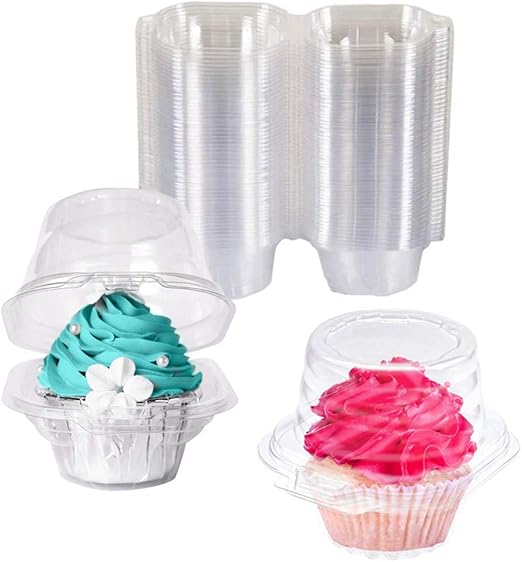Clear Plastic Individual Cupcake Container, Stackable Single