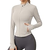 AKEWEI Womens Zip Up Workout Jackets Lightweight Athletic Slim Fit Track Jacket with Inner and Outer Pockets and Thumb Holes