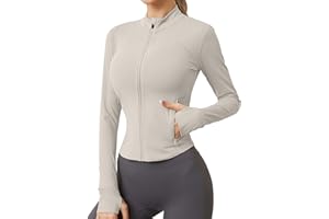 AKEWEI Womens Zip Up Workout Jackets Lightweight Athletic Slim Fit Track Jacket with Inner and Outer Pockets and Thumb Holes