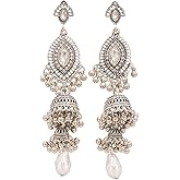 Bohemian Long Tassel Earrings for Women Vintage Gold Silver Bells Layered Earrings Ethnic Style Chandelier Dangle Drop Earring Elegant Pearl Crystal Bridal Wedding Jewelry