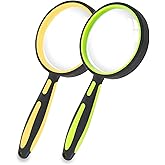 2PCS 10X Magnifying Glass for Reading, 3 Inch Shatterproof Magnifying Glasses Lens Handheld Loupe Magnifier with Non-Slip Rub