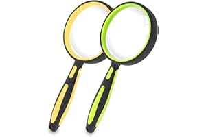 2PCS 10X Magnifying Glass for Reading, 3 Inch Shatterproof Magnifying Glasses Lens Handheld Loupe Magnifier with Non-Slip Rub