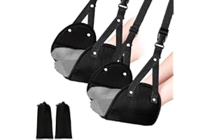 Aksiko 2 Pack Airplane Travel Footrest Hammocks, Adjustable, Black, Memory Foam, Foot Hammock for Airplane Travel