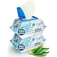 Snugell Unscented Travel CPAP Mask Wipes Antibacterial (150 Count, 2 Pack) –100% Soft Cotton,Lint & Alcohol-Free, Skin Safe with Aloe Vera – Easy Opening CPAP Cleaner and Sanitizer for Masks & Devices