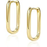 StyleJella 14K Gold Plated Trendy Huggie Hoop Earrings for Women–Hypoallergenic Dangle Drop Gold Silver Earrings with Statement Chunky Paperclip Link Chain Jewelry Design