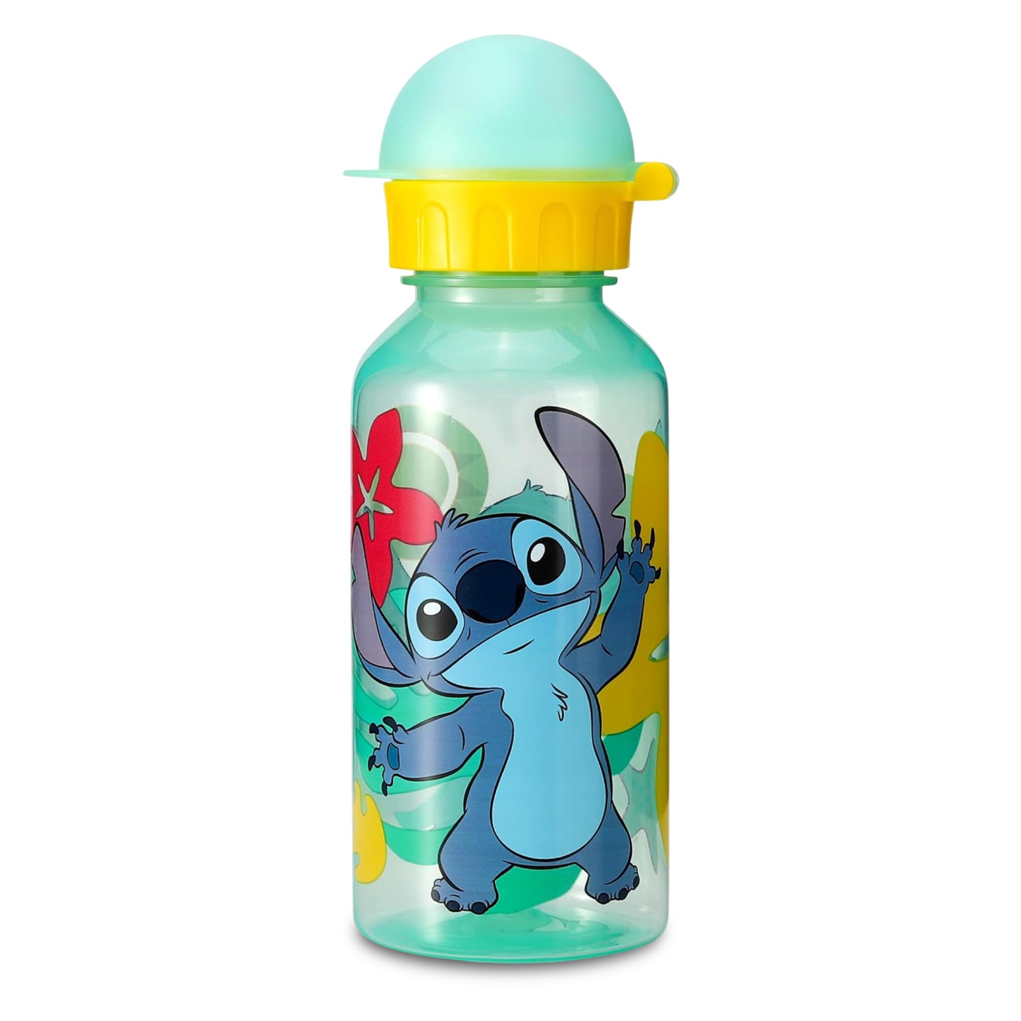 Disney Kids Water Bottles - 370ml Reusable & BPA Free Toddler Drinks Bottles, Lightweight Small Plastic Water Bottle for School & Sports (Stitch)