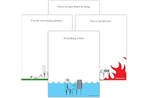 Guajolote Prints Funny Notepads (4-Pack) Everything is Fine, This is my life Now, I have no idea what I'm doing, and I'm not even trying anymore - Memo Pads Sarcastic Work Office Novelty Gag Gift Idea