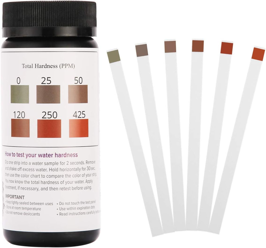 Water Hardness Test Strips 150pcs Hard Water Test Strips, 0-425 ppm, Accurate Water Test Kit for Water Softener, Dishwasher, Pool, Drinking Water, Aquarium, Spa