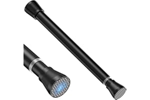 ZIPGLO Small Tension Rod Black Spring Curtain Rod No Drilling Spring Tension Rods 1pack Adjustable Curtain Rod Tension for Bookshelf Diy Projects Kitchen, Cupboard,Tension Rod 16 to 26 Inch