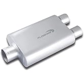 Floshine Universal Mufflers Performance Automotive Exhaust Aluminized Steel Muffler Dual Chamber 3" center inlet (ID) 2.5" dual outlet (ID) FH430402