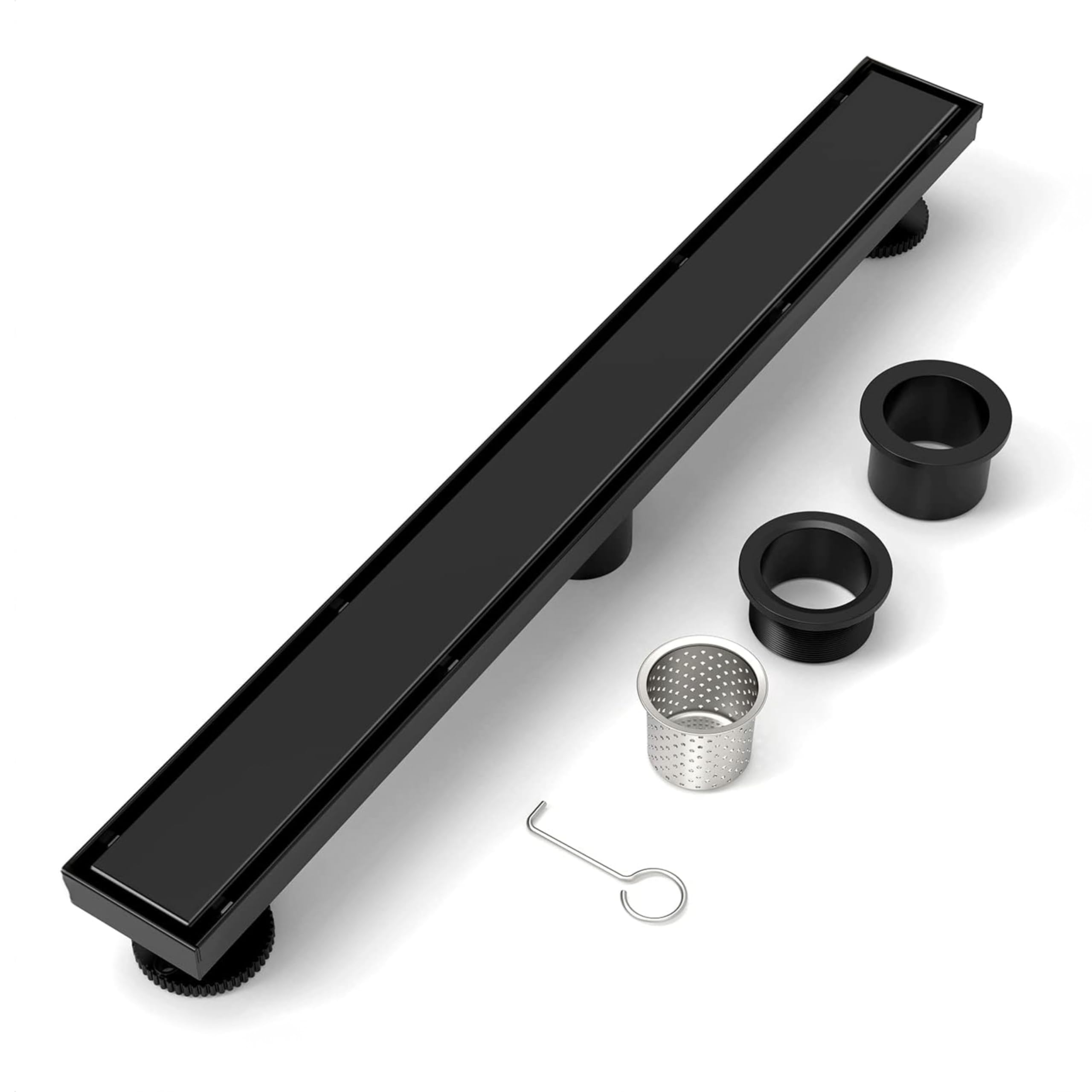 Shower Strainer Rectangular BRÜUN Rectangular Linear Shower Drain- A (36-inch) Matte Black Colored ...