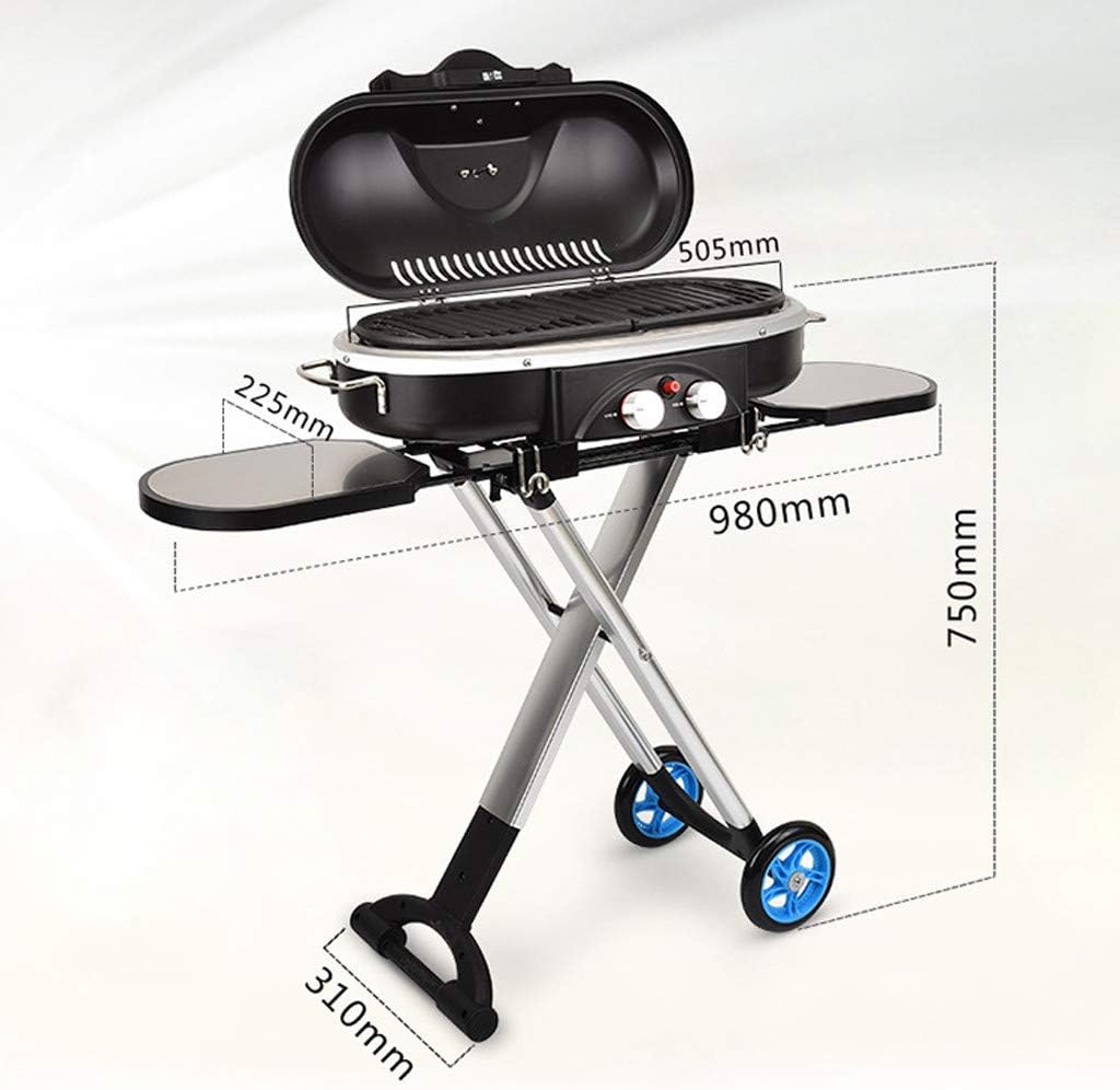review Premium Barbecue Tools Folding Portable Liquefied Gas Grill Outdoor Tailgating Camping Portable Travel Sport Roadtrip Propane Grill Courtyard (black)