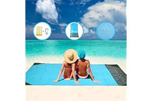 Brillirare Sandfree Beach Blanket, Oversized Waterproof Sandproof Picnic Blanket, Quick Drying Lightweight Family Mat with 4 Stakes&4 Corner Pockets for Outdoor Travel, Camping, Hiking, Music Festival