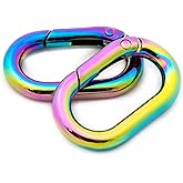 Rainbow Carabiner Metal Spring Key Ring, 4 PCS Spring Keyring Buckle, Oval Ring for Bags,Purses