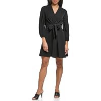 DKNY Women's v-Neck Side Knot,BLK, 4 at Amazon Women's Clothing store