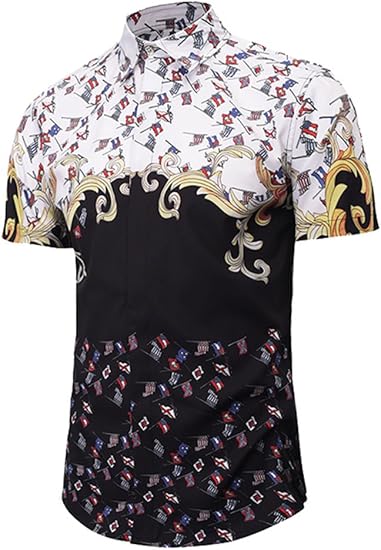 Amazon Co Jp 17年 春夏 Tokyo9 メンズ ファッション 原宿系 Hiphop ヒップホップ B系 ダンス トップス 半袖 シャツ 派手 ゴージャス 旗 国旗 服 ファッション小物