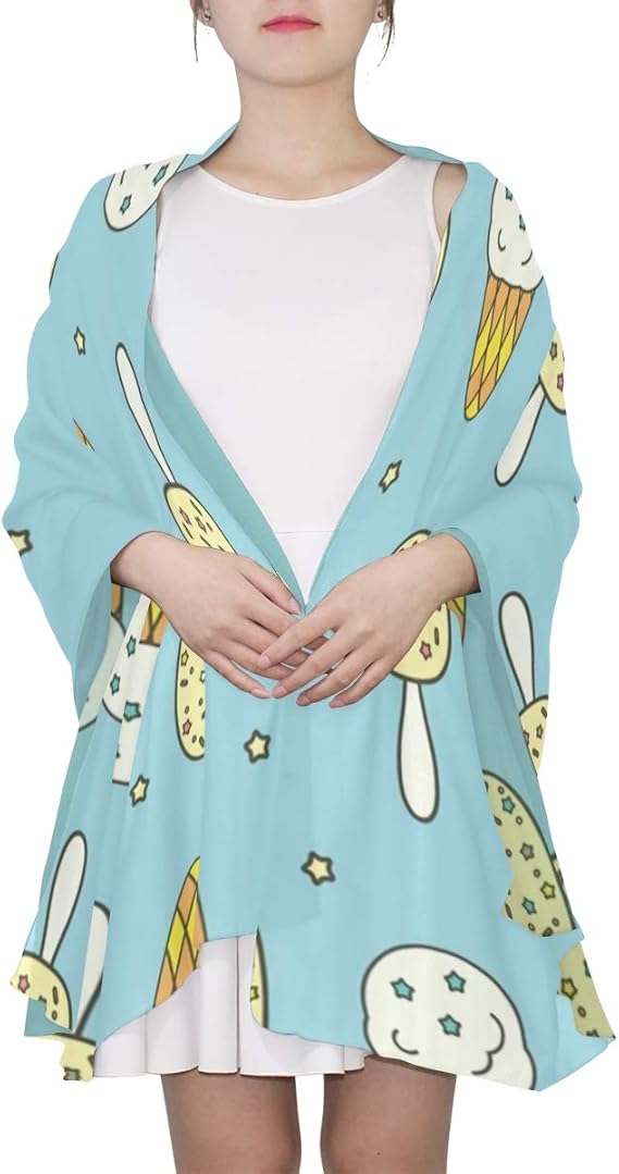 Amazon アイスクリーム柄 大判ストール スカーフ レディース 柔らかい 薄手 Uvカット 冷房対策 春 夏 秋 冬 結婚式 誕生日 プレゼント 海辺 旅行 通勤 180cmx90cm スカーフ 通販