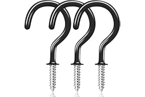 JEGONFRI 30 Pack Ceiling Hooks, 2 Inch Vinyl Coated Screw-in Hooks Hanging Plants & Flower Baskets, Multi-Function Cup Hooks for Indoors Outdoors - Black