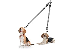 PetBonus Dual Dog Leash Splitter, No Tangle Detachable Double Leashes Coupler for Walking 2 Dogs, Reflective Adjustable Two Dog Training Lead Attachment for Small Medium Large Dogs (Small, Black)