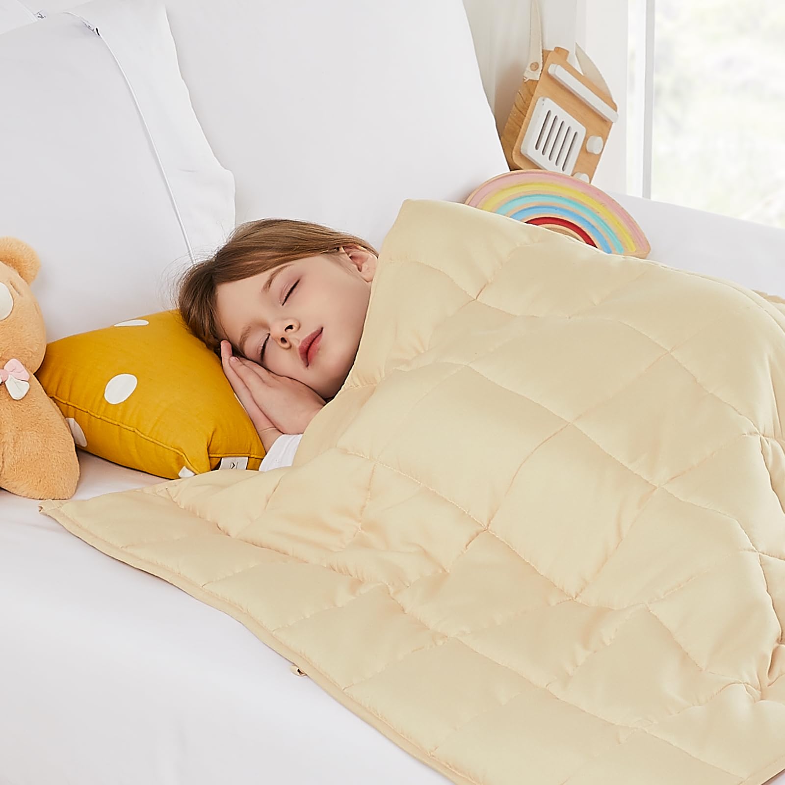 HOSUKKO Weighted Blanket - 2 lbs Ivory Heavy Blanket - Breathable Blanket(36 * 48 inches, 2 lbs) Image