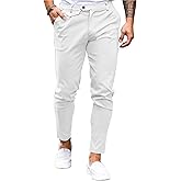 Mens Chinos Slim Fit Pants Flat Front Stretch Skinny Tapered Dress Pants Comfort Casual Solid Trousers