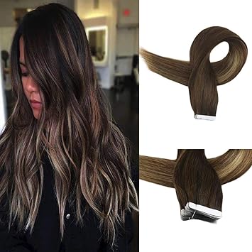 Amazon Com Full Shine Short Tape In Extensions Balayage Color 3