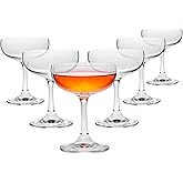 Juvale Coupe Glasses Set - 6 Count, 7 oz, Clear, Vintage-Inspired - Dishwasher Safe Cocktail Glasses for Parties & Bars - Champagne Coupes for Cocktails & Events