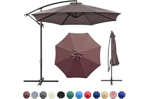 GLDDFDG 10ft 8 Ribs Patio Umbrella Canopy, Taupe, Heavy-Duty Polyester Fabric, UV30+ and Water Repellent, Fade Resistant, 98% UV Protection