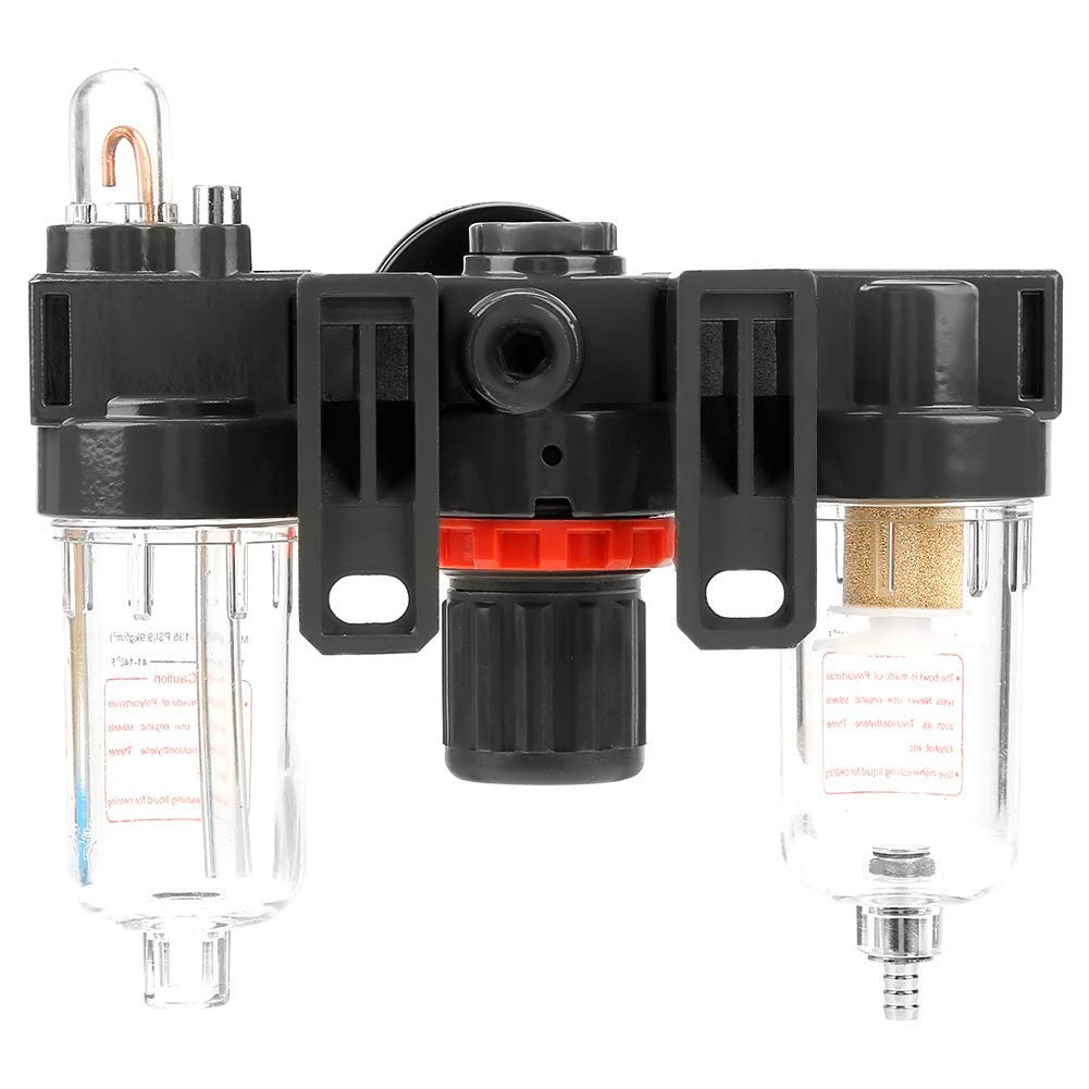 Air Filter Regulator,AC2000 G1/4 overflow type Pneumatic Parts Pressure Regulator with Gauge and high filtering accuracy of 40um,12.5 * 13.8cm