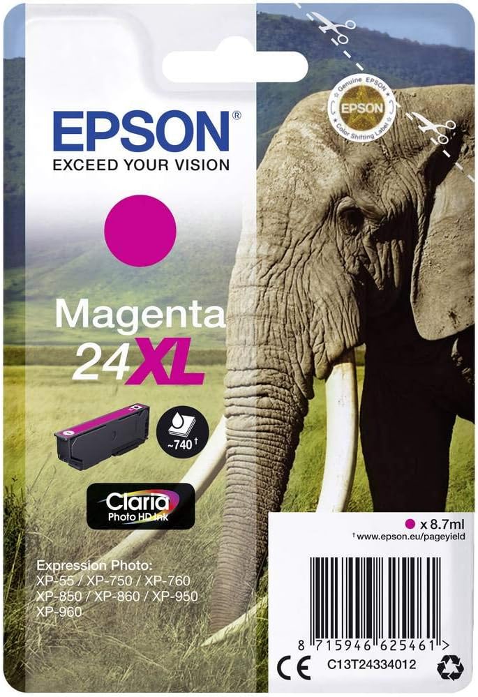 Epson 24XL Magenta Elephant High Yield Claria Photo HD Ink Cartridge T2433