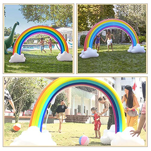Ynredee Giant Inflatable Rainbow Arch Sprinkler,Inflatable Water Sprinkler Rainbow Outdoor Summer Water Spray Cool Play Fun Toy for Child Adult 78.74" (Rainbow)