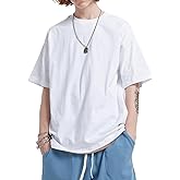 Mens Oversized T-Shirts Fashion Loose Fit Crewneck Tshirt Streetwear Heavyweight Short Sleeve Tee Shirt Gym Workout Tops