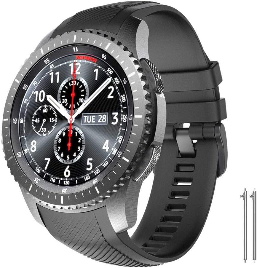 NotoCity for Gear S3 Frontier Band No Gaps,Silicone Replacement Band for Samsung Gear S3 Frontier/Gear S3 Classic/Galaxy Watch 46mm(black)