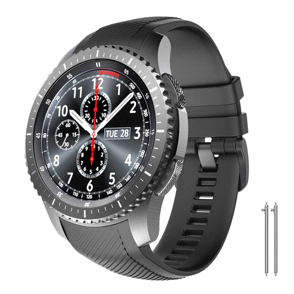 NotoCity for Gear S3 Frontier Band No Gaps,Silicone Replacement Band for Samsung Gear S3 Frontier/Gear S3 Classic/Galaxy Watch 46mm(black)