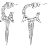 Obidos Gold Hoop Earrings -14K Gold Plated Statement Earrings - Spike Huggie Small Hoop Earrings for Women Boho Simple Hypoallergenic Earrings